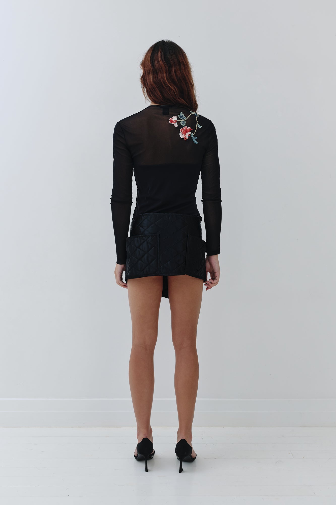 Vivienne Tam <br> 90's mesh embroidered cut-out top