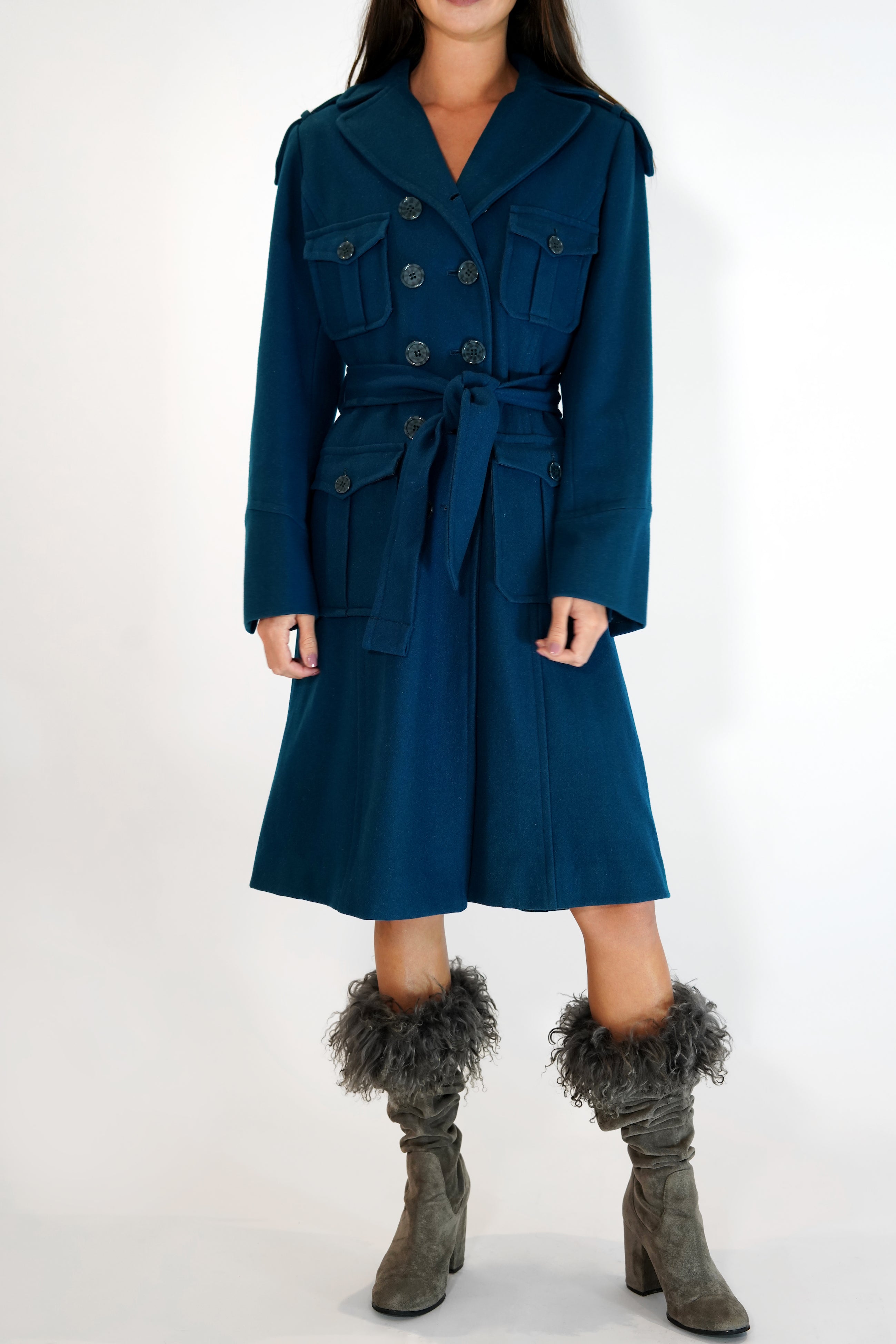 Moschino <br> 90's Cheap and Chic wool military trench coat