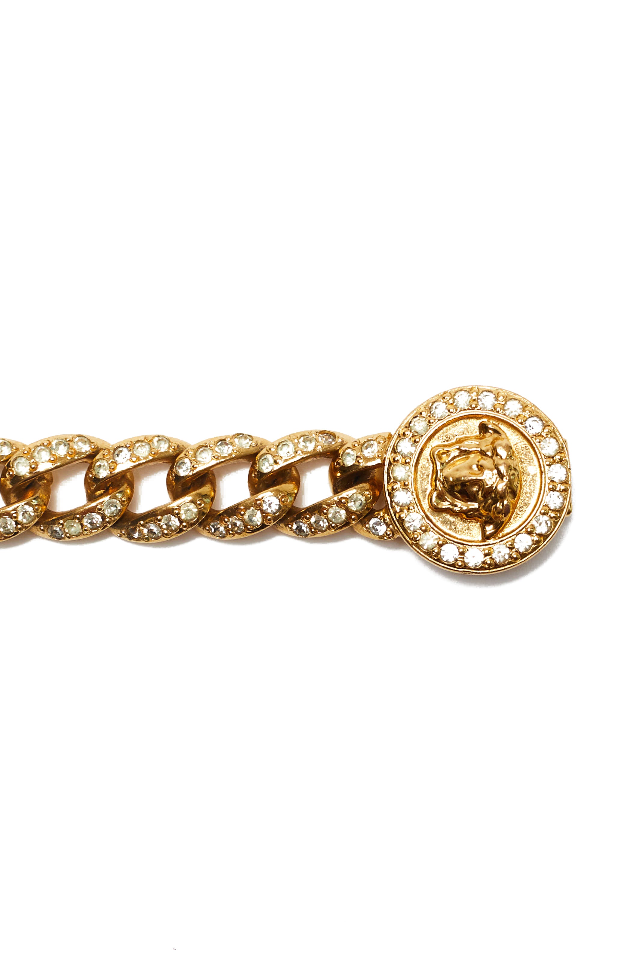 Gianni Versace <br> 90's gold Medusa crystal studded chain bracelet
