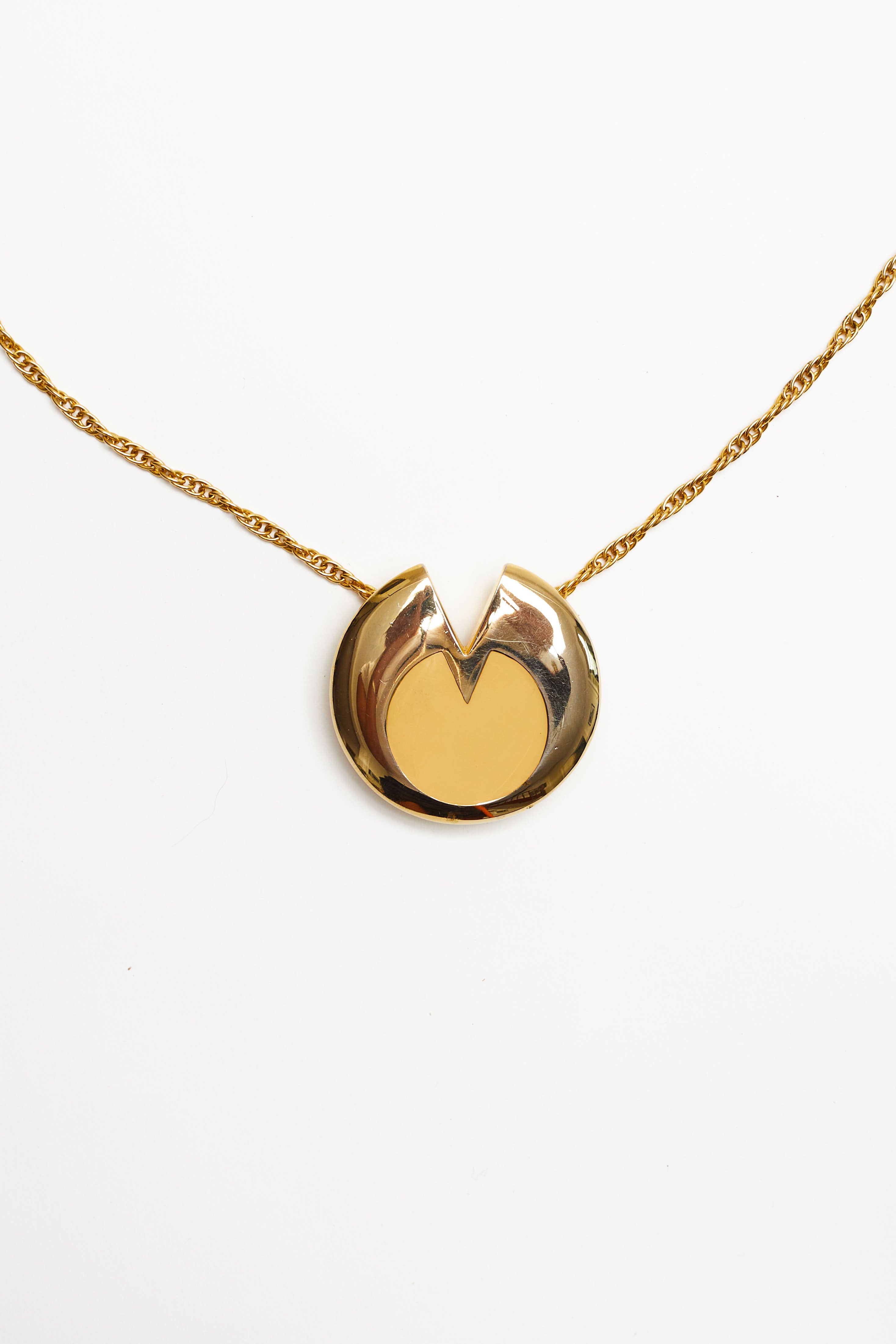 Rochas <br> 80's gold & enamel pendant chain necklace