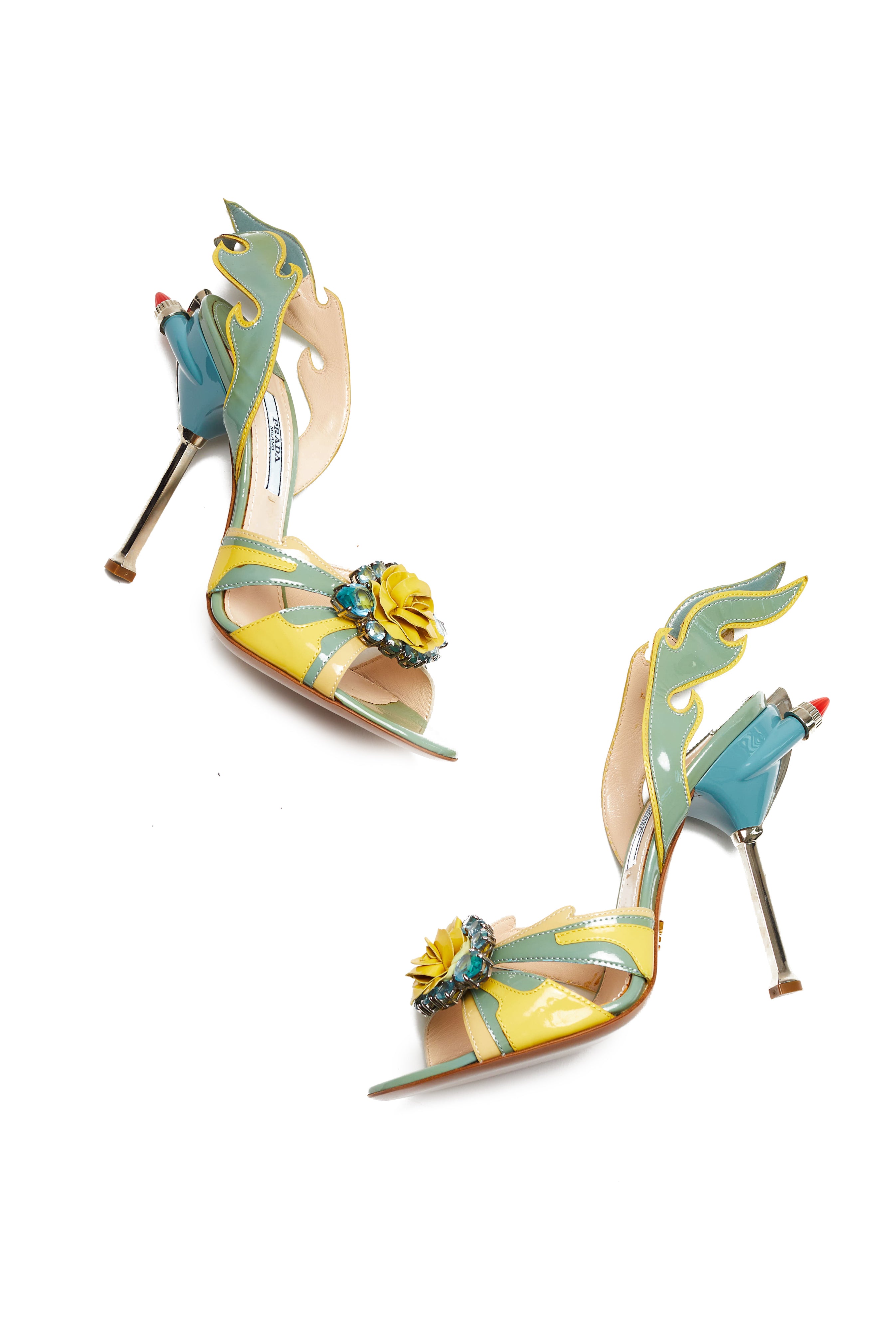 Prada <br> S/S 2012 jewelled patent leather hotrod heels