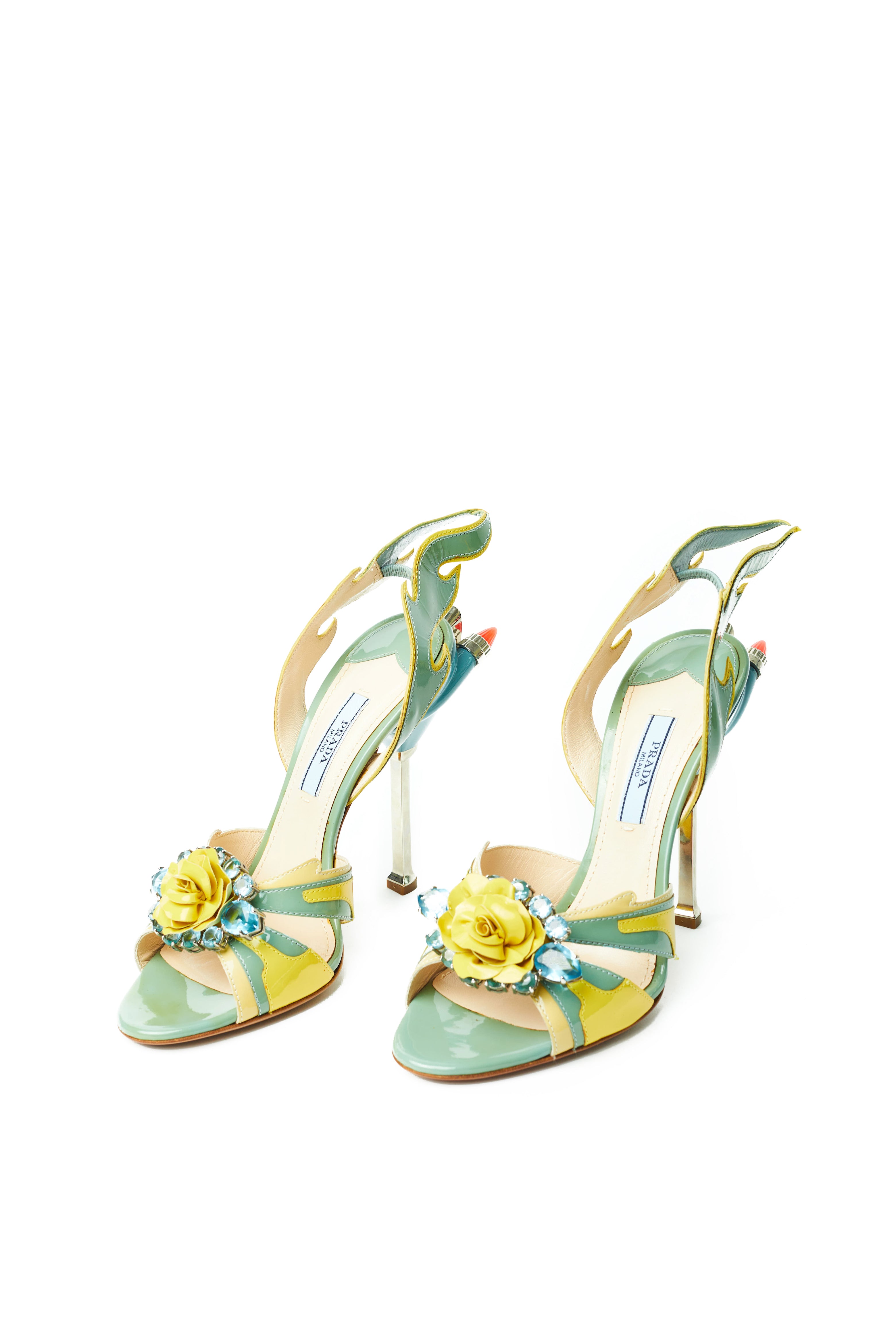 Prada <br> S/S 2012 jewelled patent leather hotrod heels