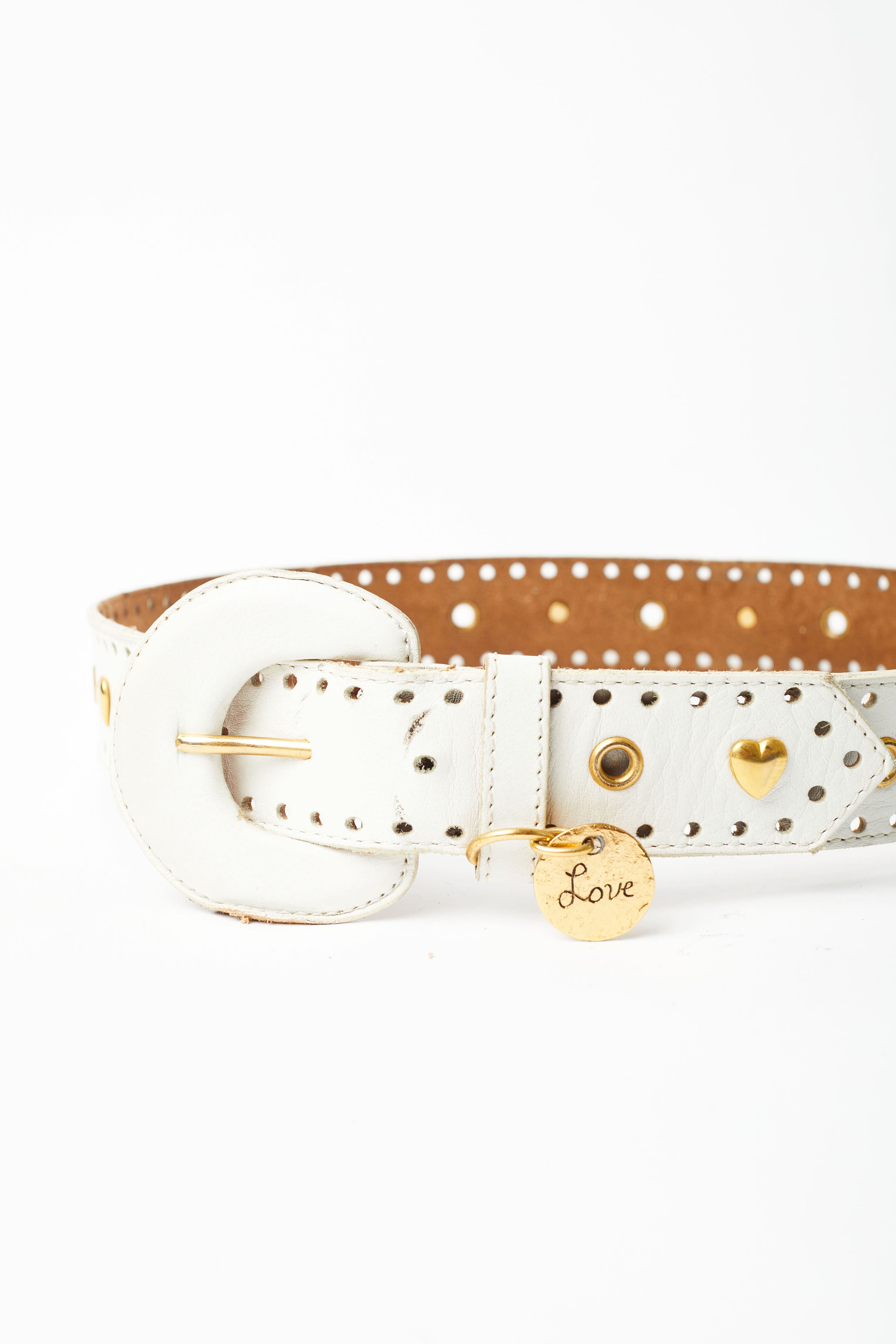 Yves Saint Laurent <br> 80's Love heart studded leather belt