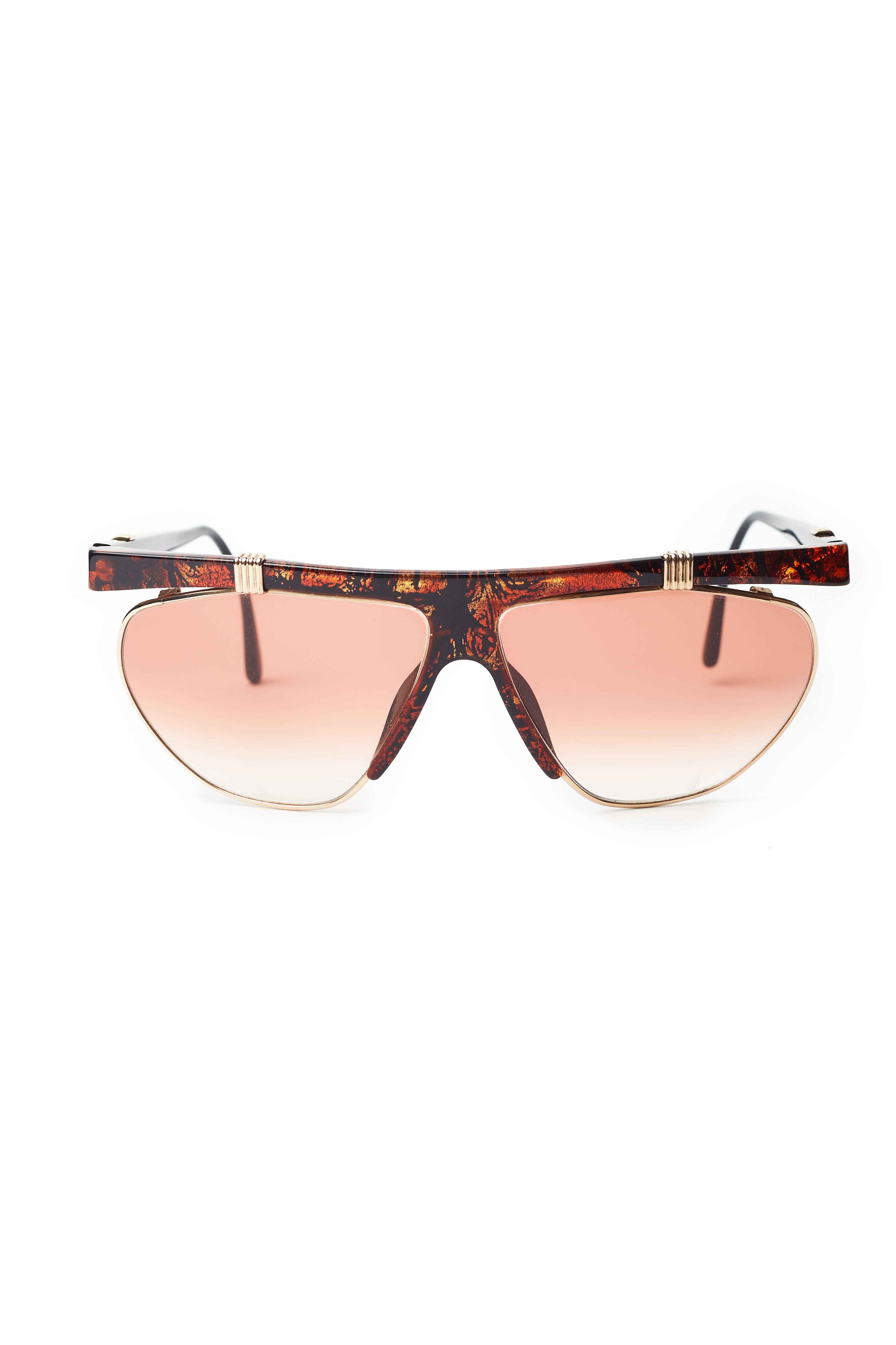 Christian Dior <br> 80's marbled angular frame sunglasses with CD logo arms