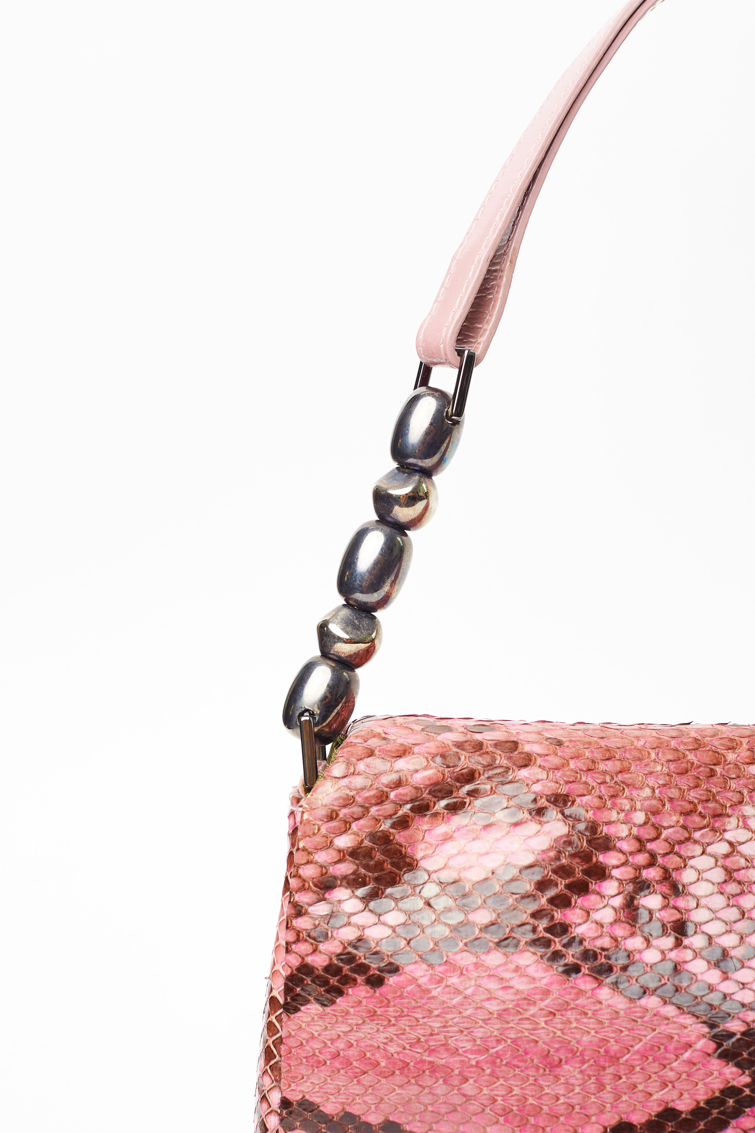Christian Dior <br> John Galliano Y2K pink snakeskin Malice bag