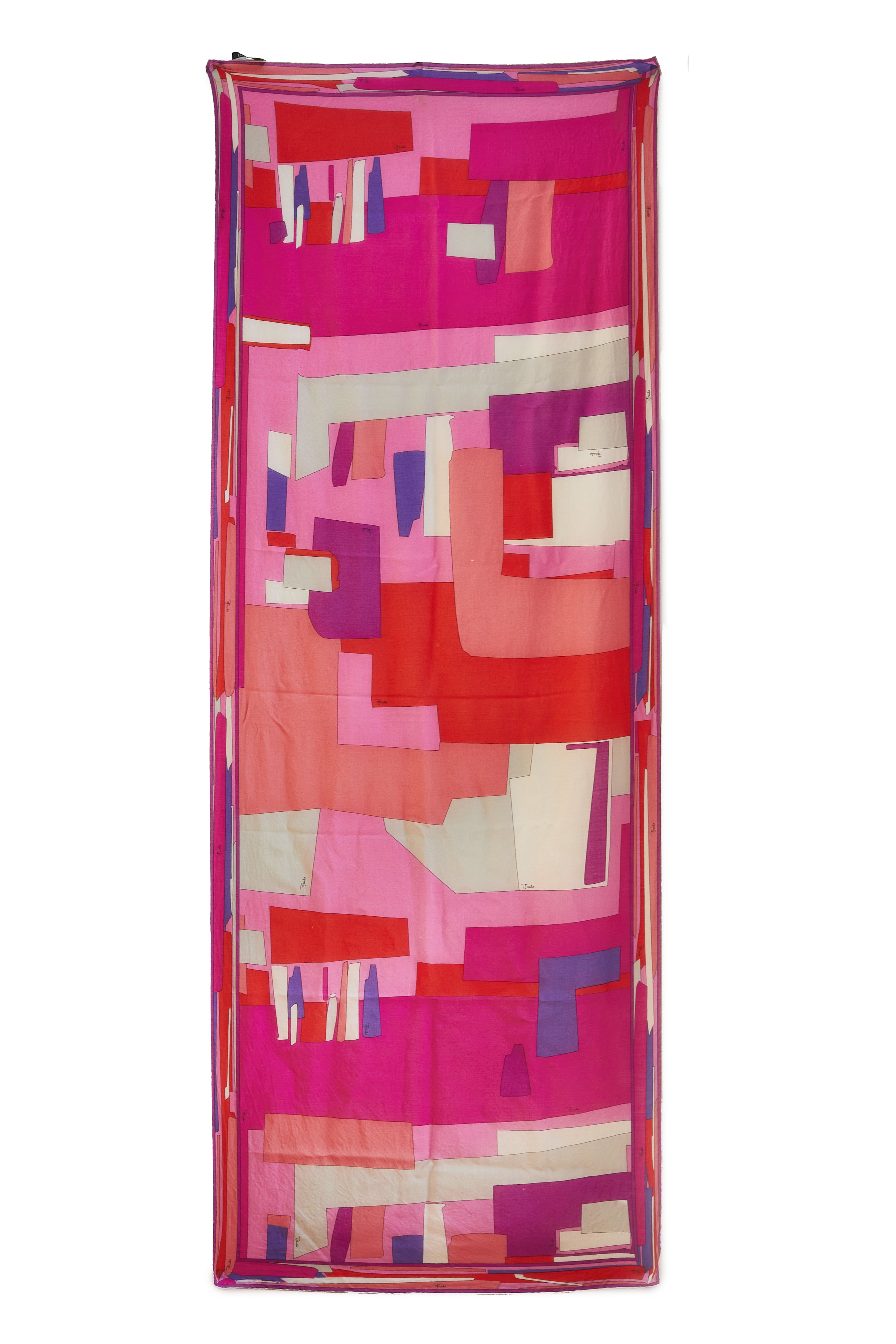 Emilio Pucci <br> 90's extra long signed geometric print cotton scarf