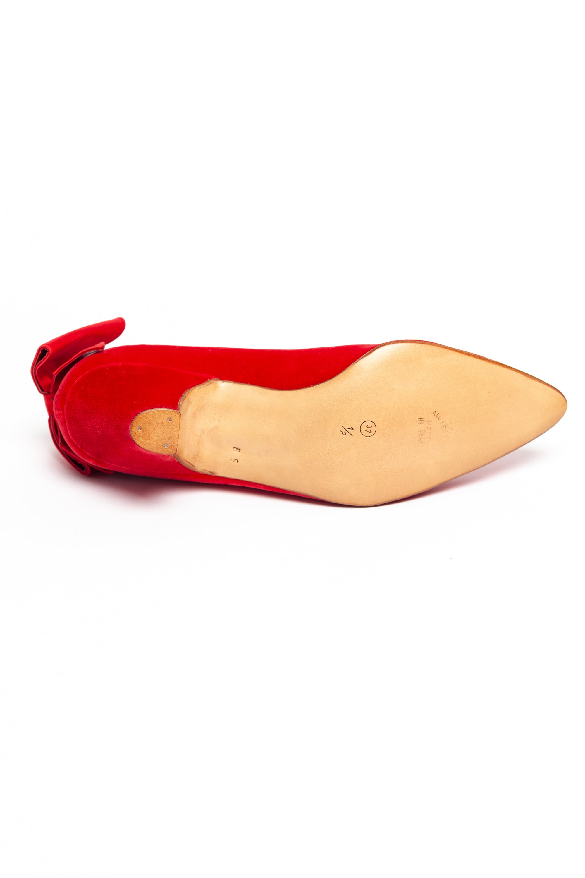 Maud Frizon <br> 1980's velvet low heel pumps with satin bows