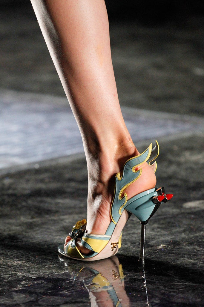 Prada <br> S/S 2012 jewelled patent leather hotrod heels