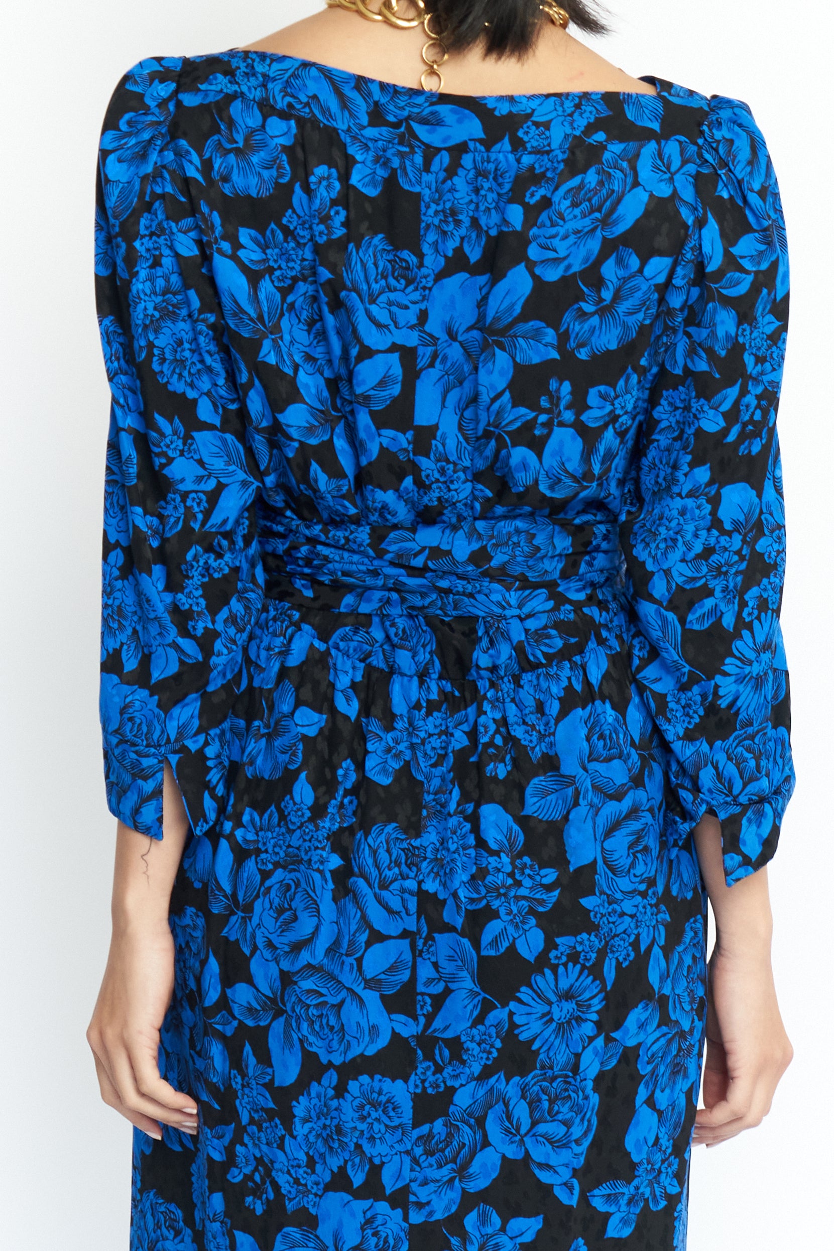 Yves Saint Laurent <br> 1980's floral print silk dress