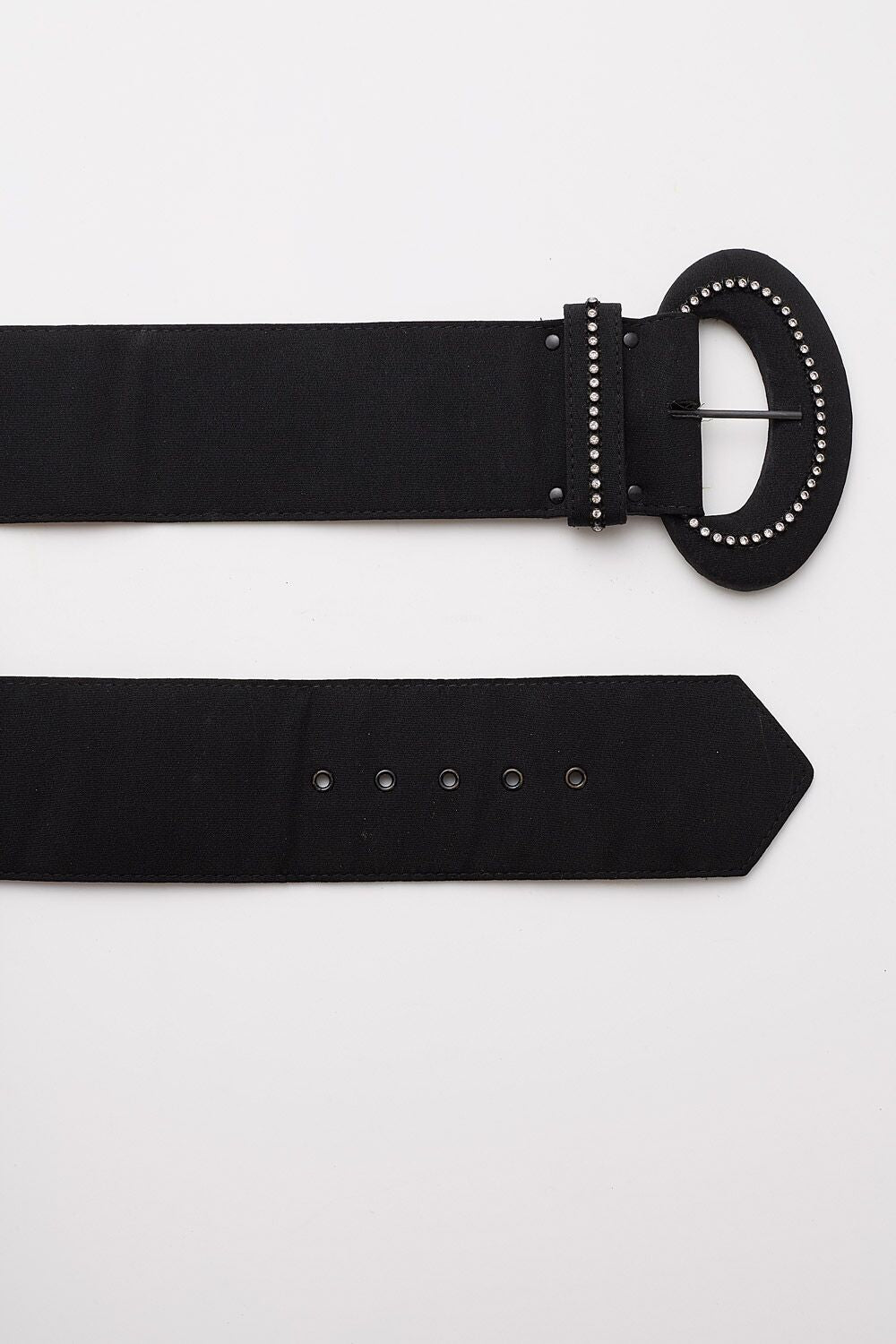 Vintage <br> 1980's extra wide black belt with diamante studded buckle